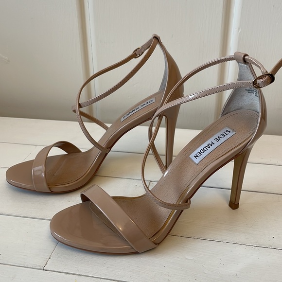 Steve Madden Strappy Stilettos, Tan, W 8.5 - Picture 2 of 7